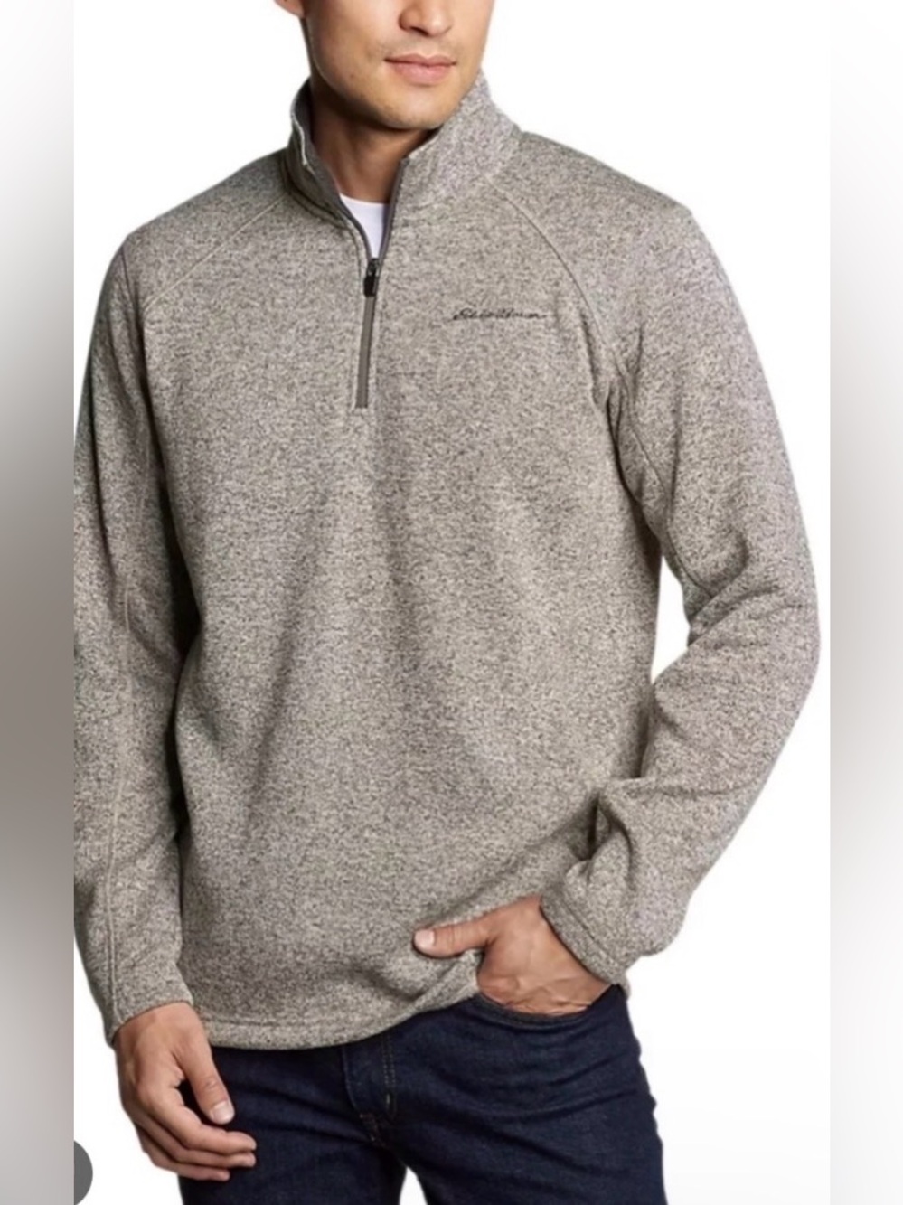 Eddie Bauer men’s heather gray Radiator fleece quarter zip pullover size TXL